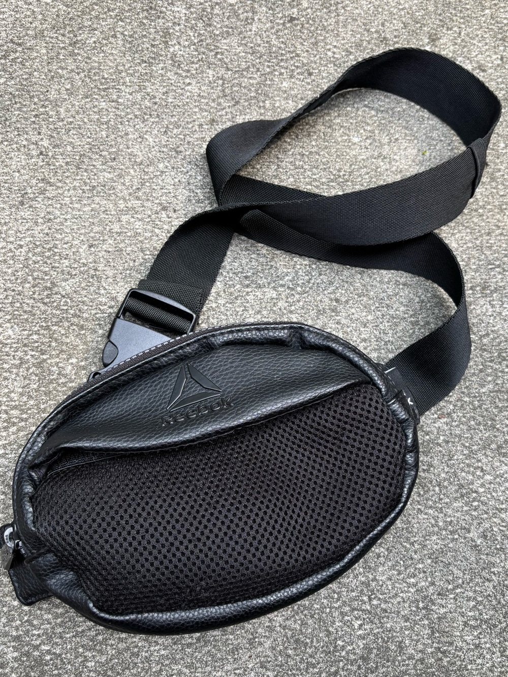 Reebok Black Mesh Belt Bag with Adjustable Strap